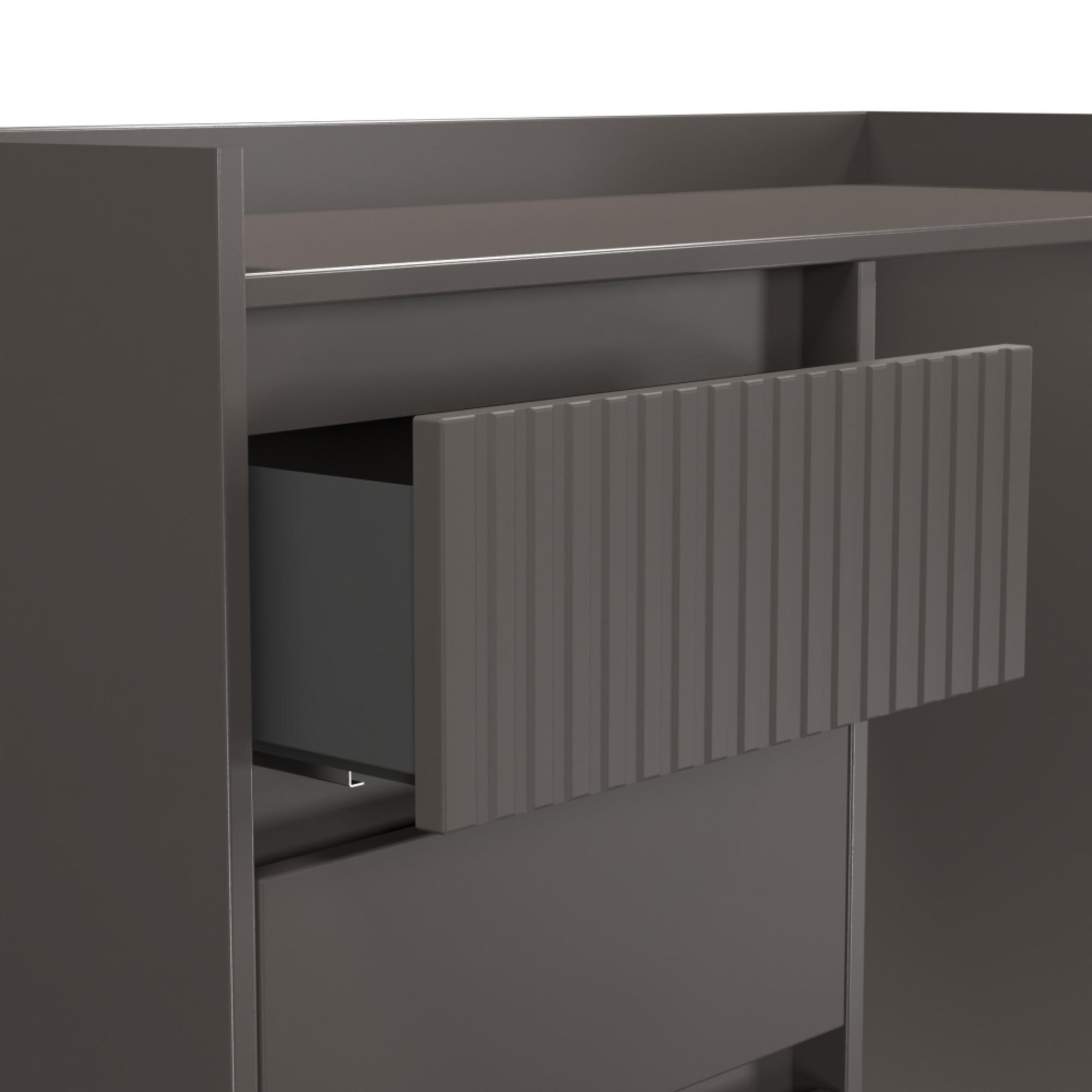 Osaka Desk - 4 Drawer - Graphite Fluted