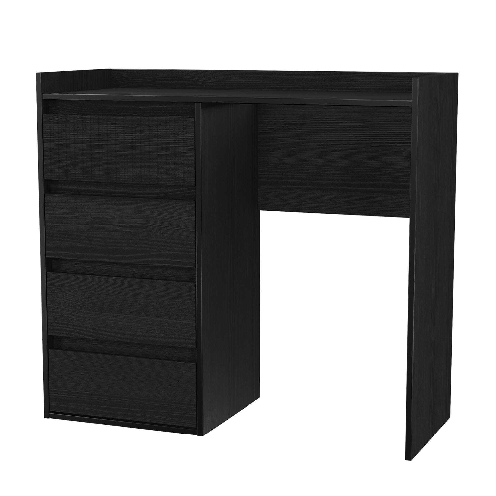 Osaka Desk - 4 Drawer - Black Ash Fluted