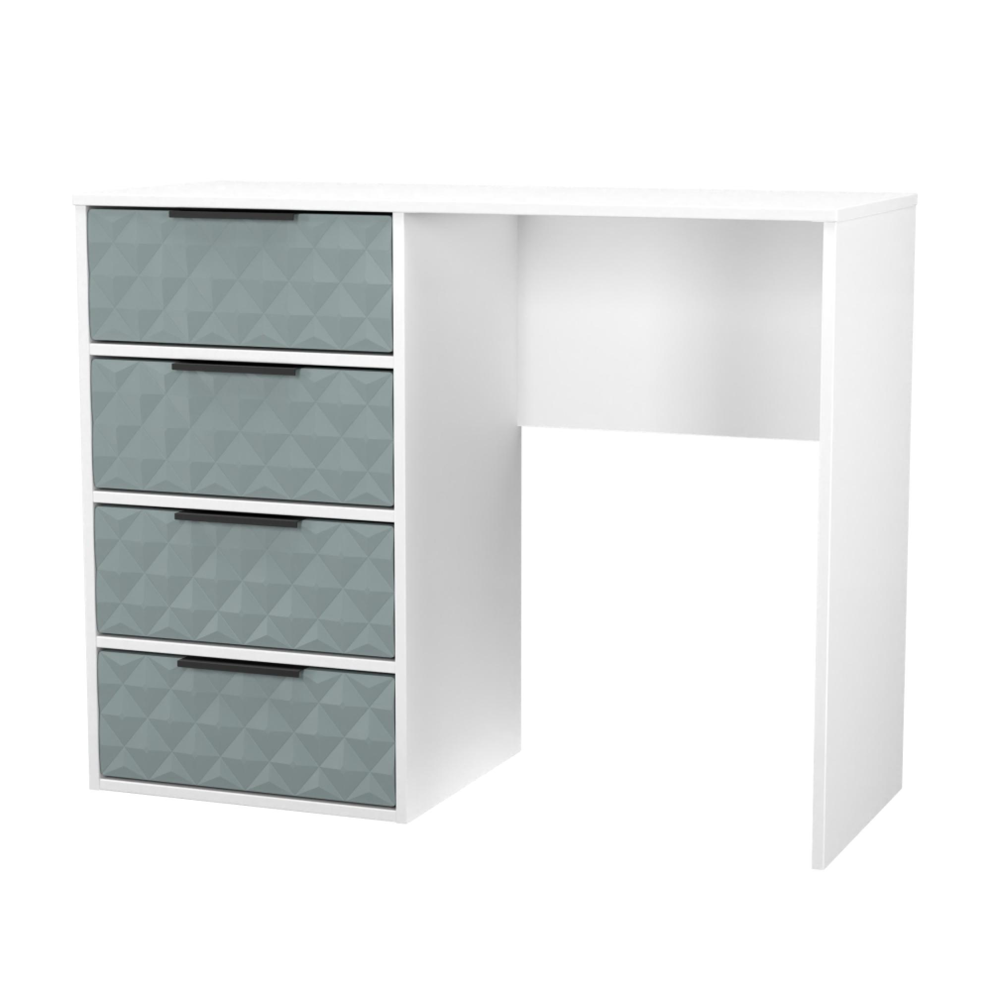 Harlequin Desk - 4 Drawer - Duck and White Matt