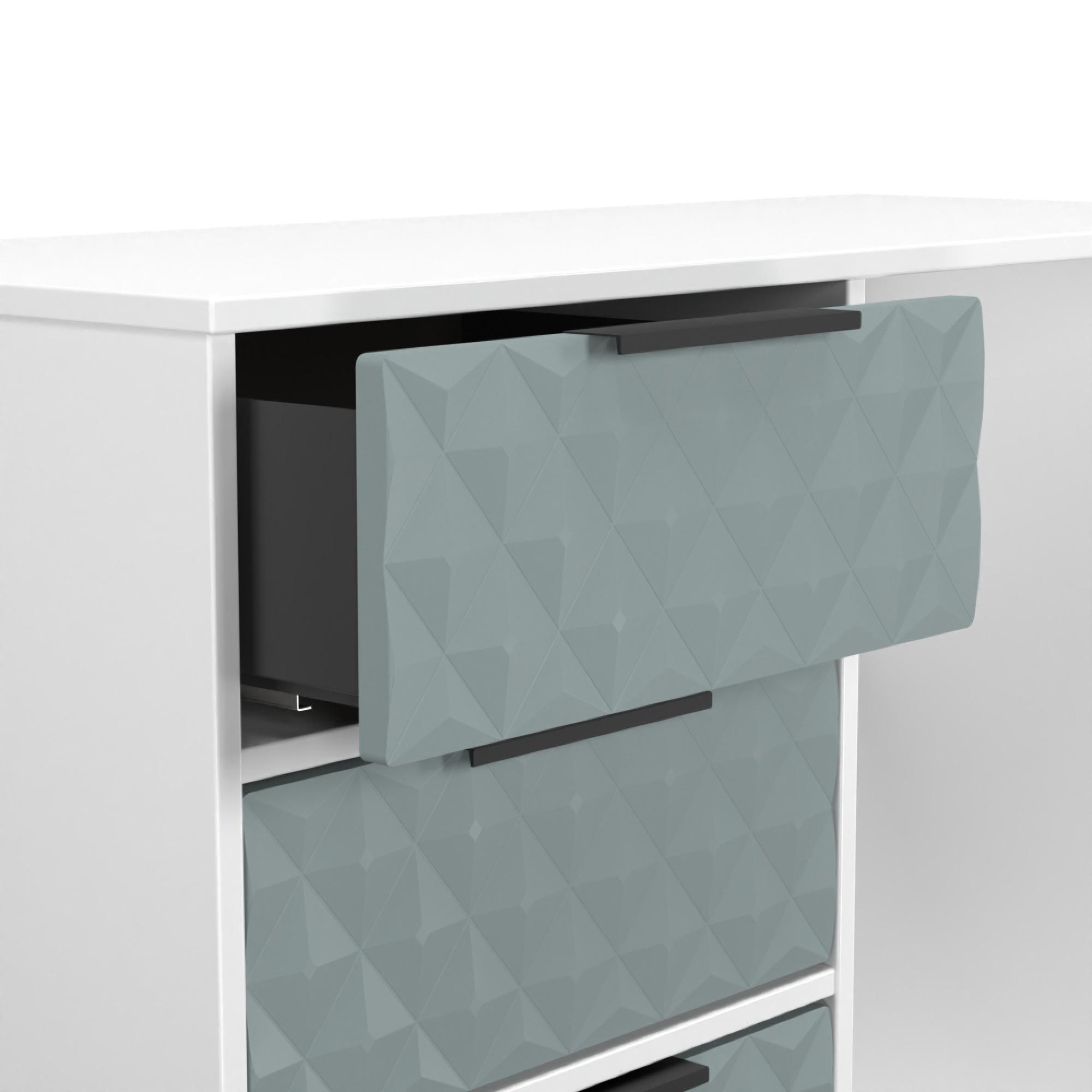 Harlequin Desk - 4 Drawer - Duck and White Matt