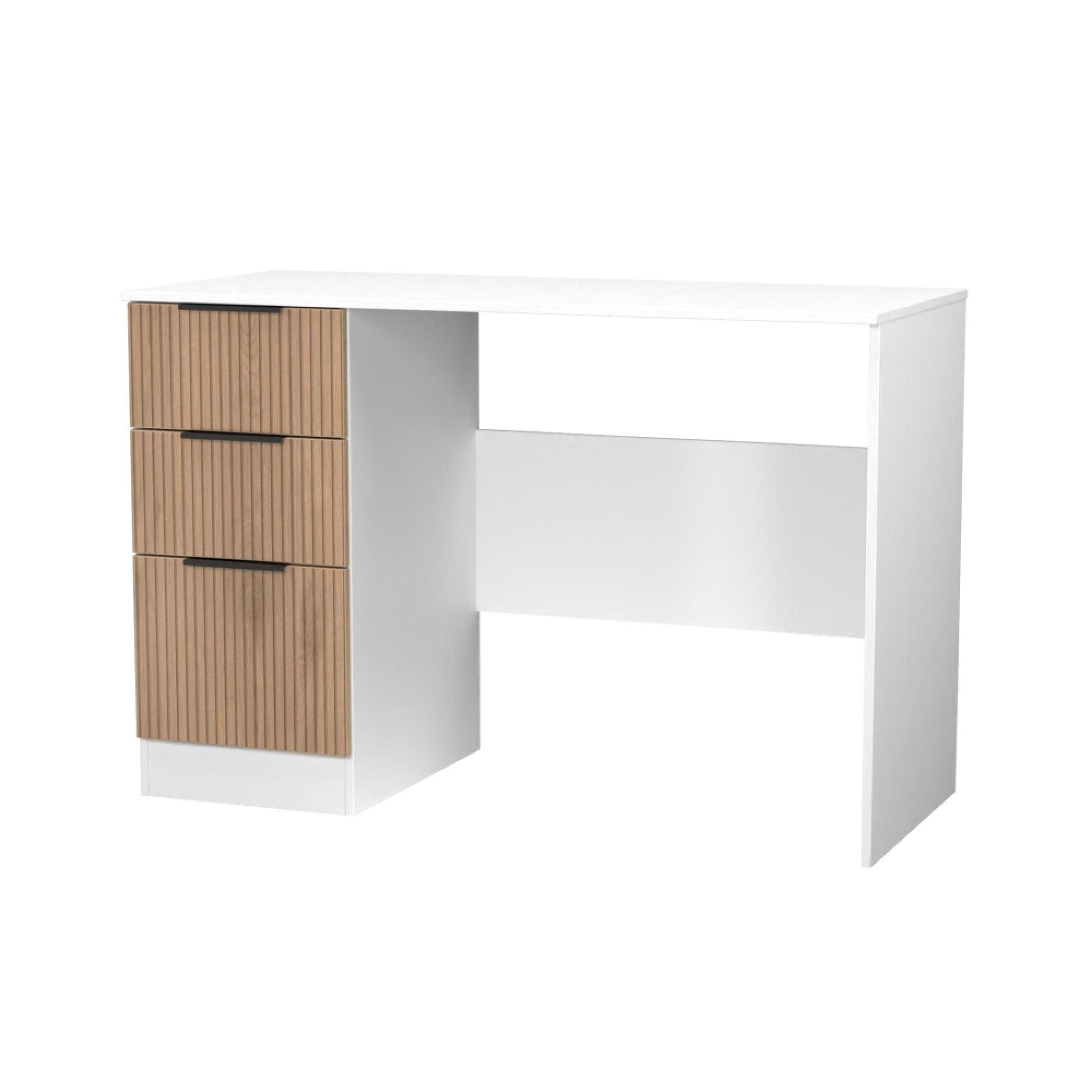 Java Fluted Desk - 3 Drawer - Natural and White