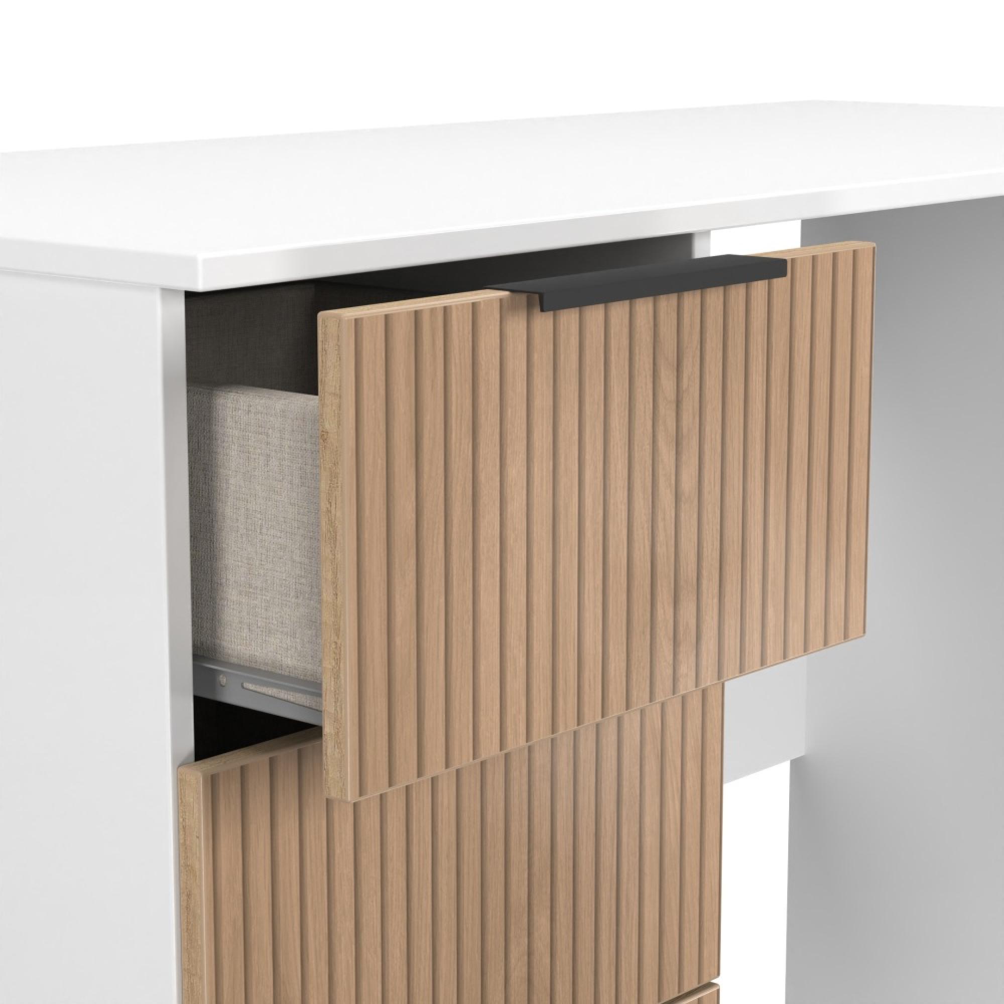 Java Fluted Desk - 3 Drawer - Natural and White