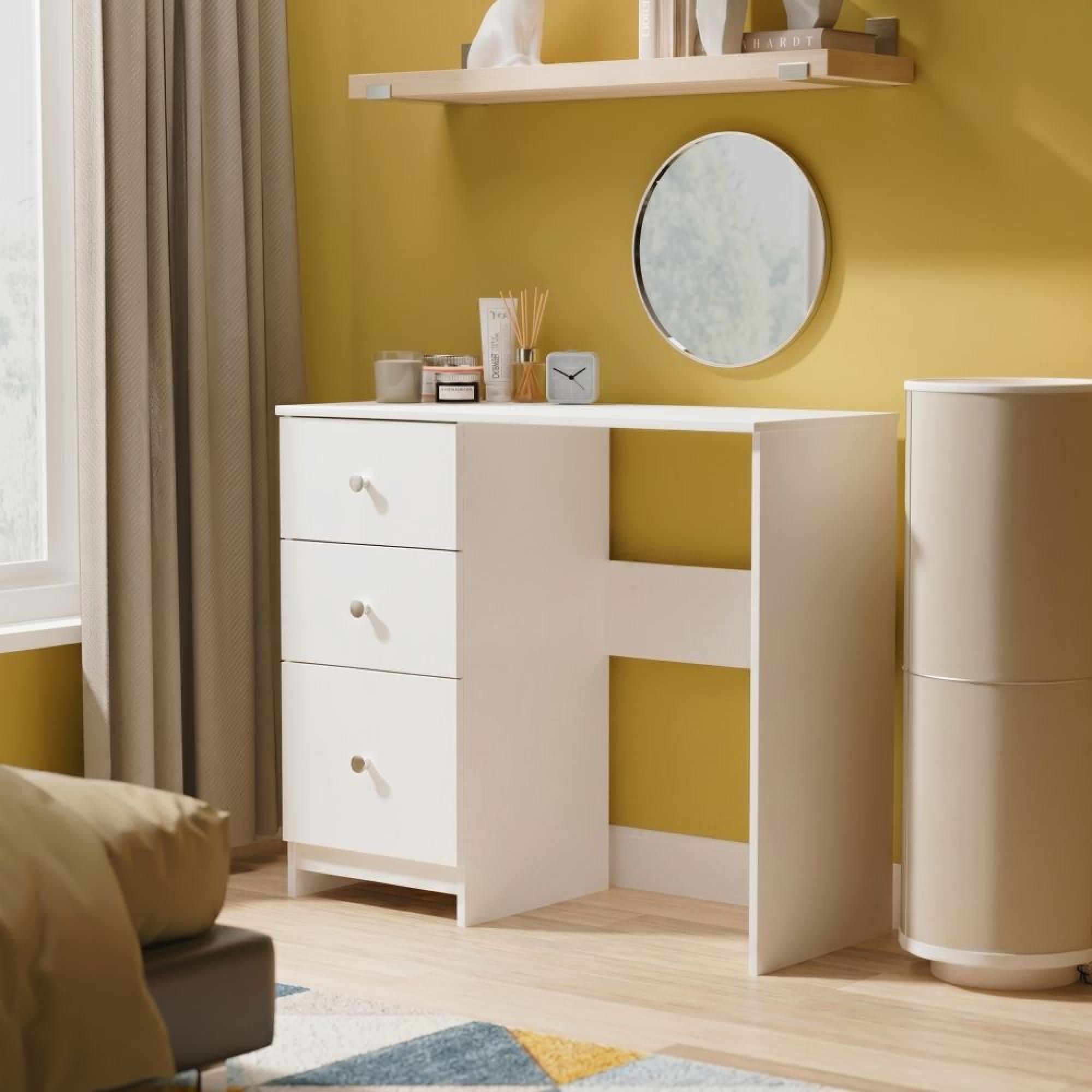 Yarmouth Desk - 3 Drawer - White Matt