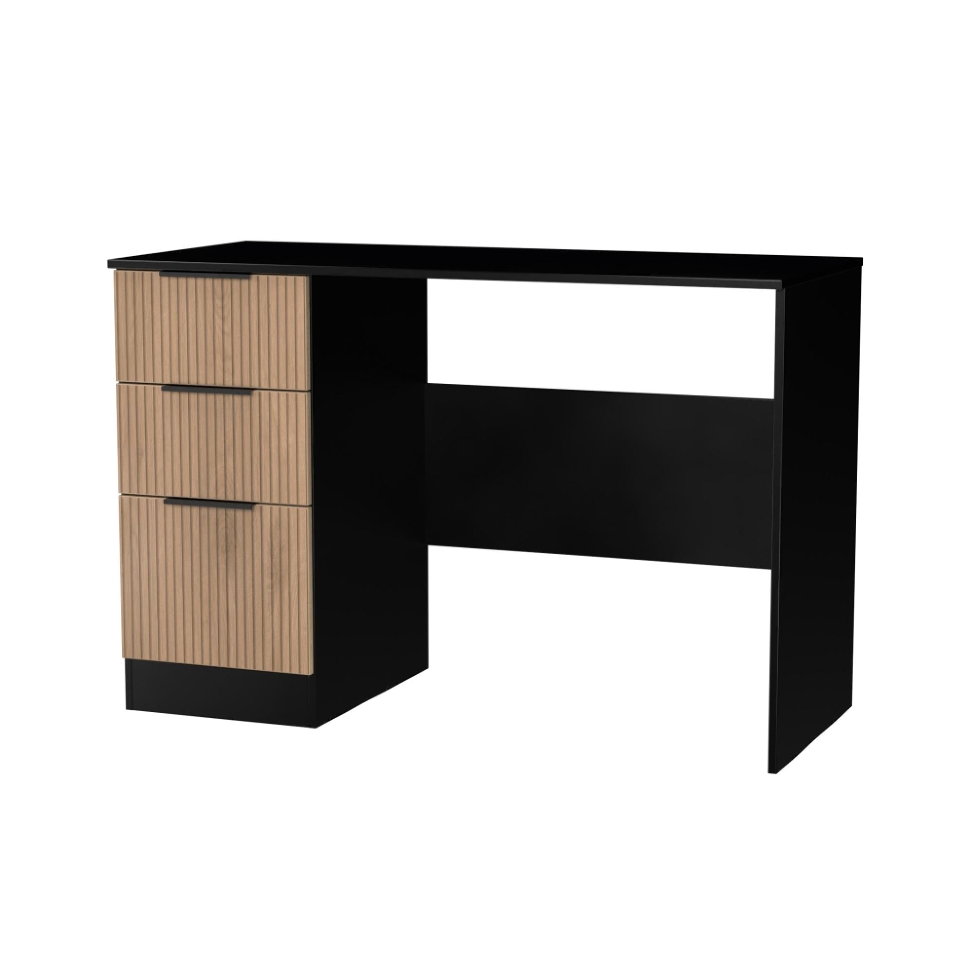 Java Fluted Desk - 3 Drawer - Natural and Black