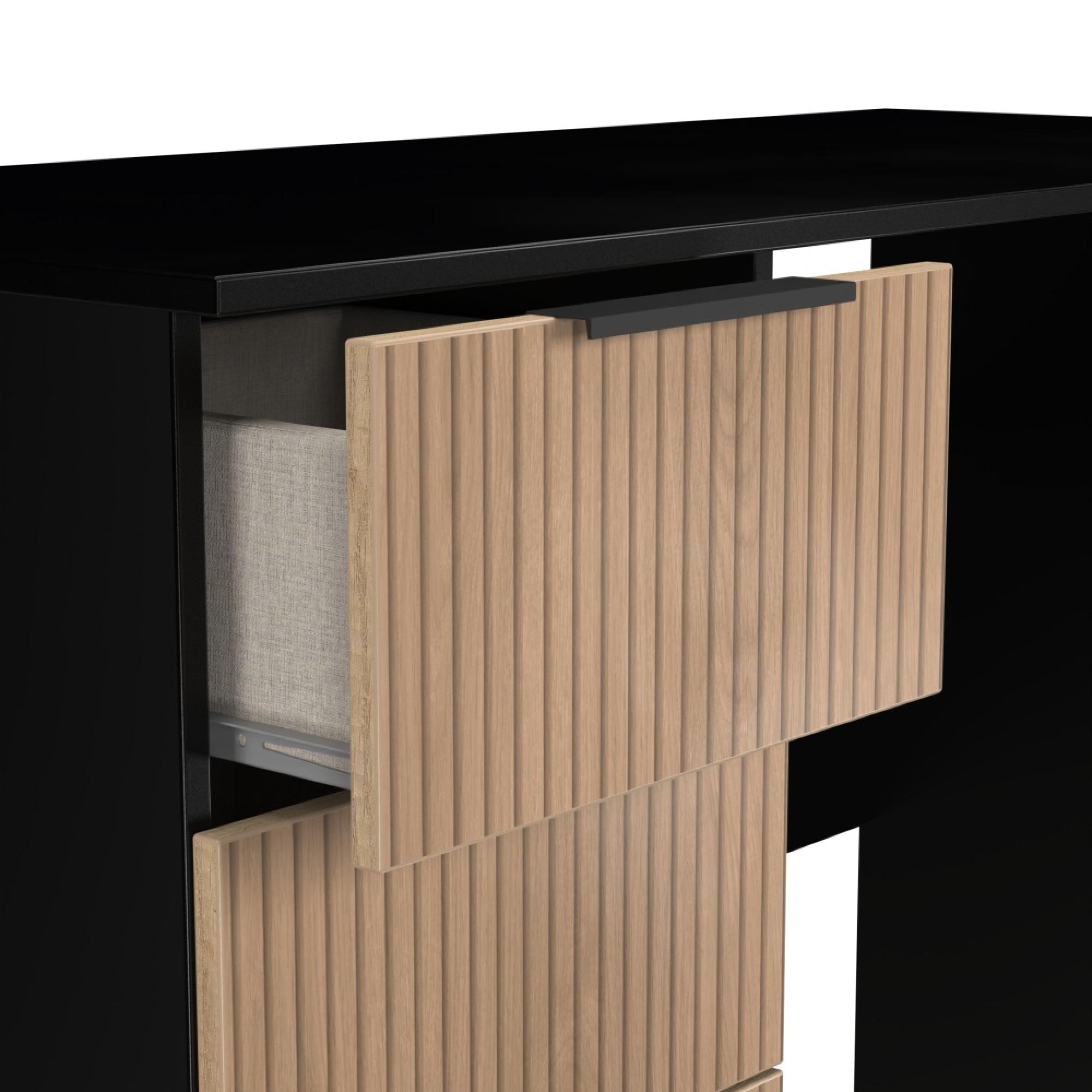 Java Fluted Desk - 3 Drawer - Natural and Black