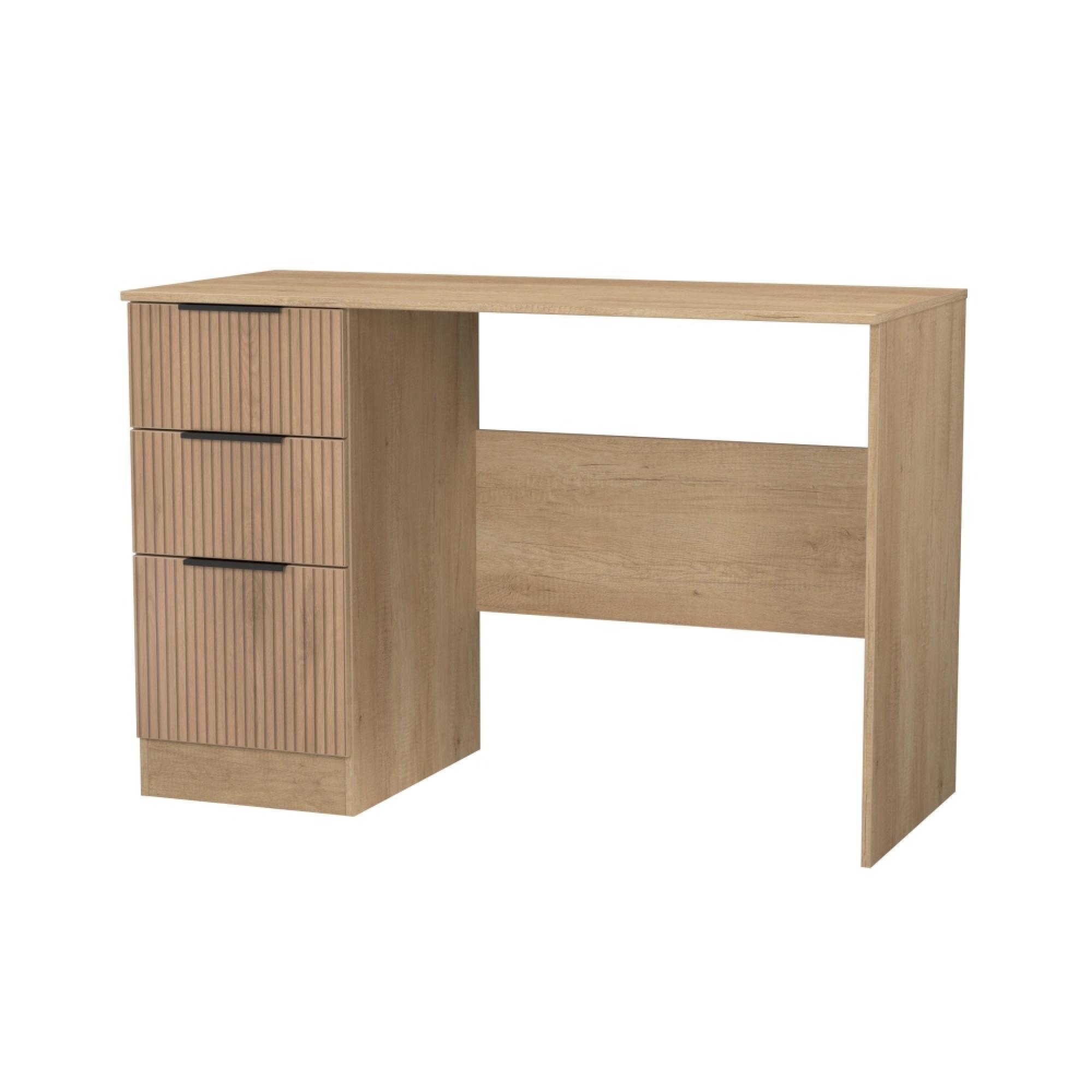 Java Fluted Desk - 3 Drawer - Natural and Nebraska