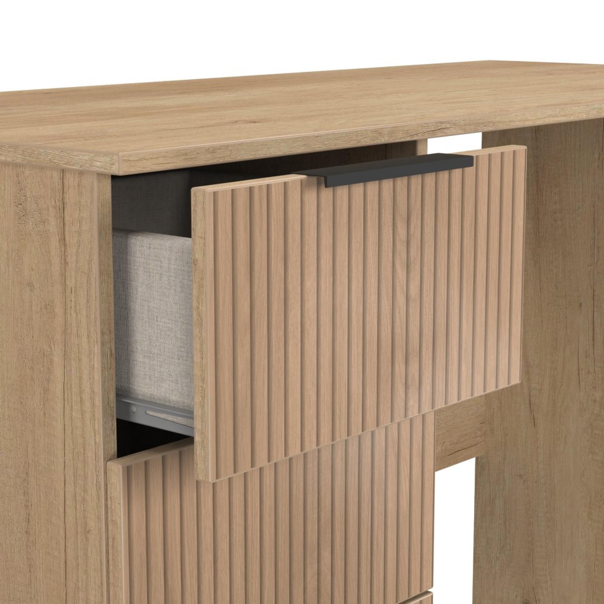 Java Fluted Desk - 3 Drawer - Natural and Nebraska