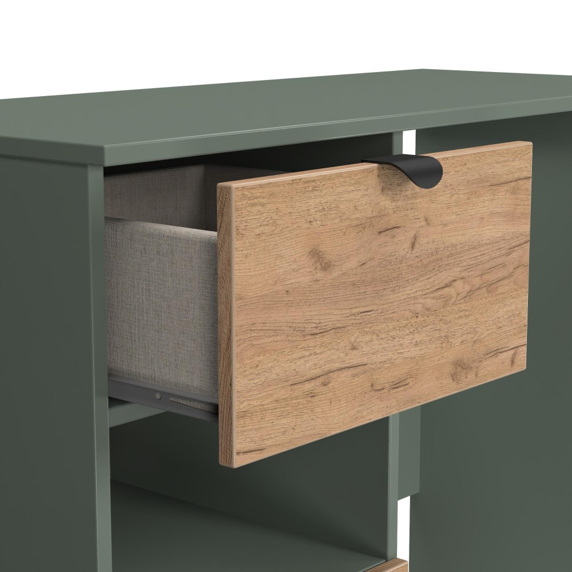 Bora Desk - 2 Drawer - Gold Craft Oak and Reed Green