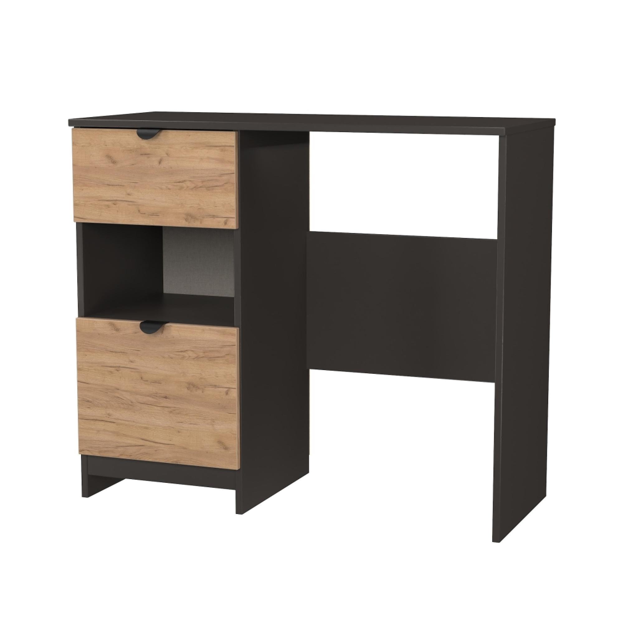 Bora Desk - 2 Drawer - Gold Craft Oak and Graphite