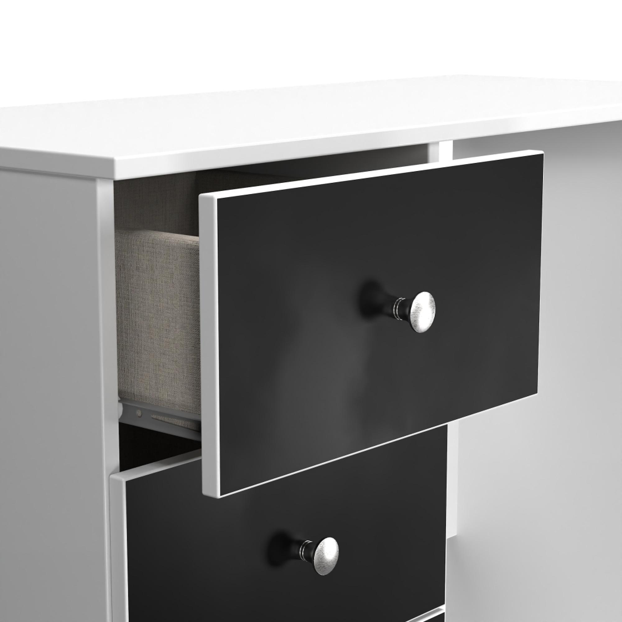 Yarmouth Desk - 3 Drawer - Black Matt and White Matt