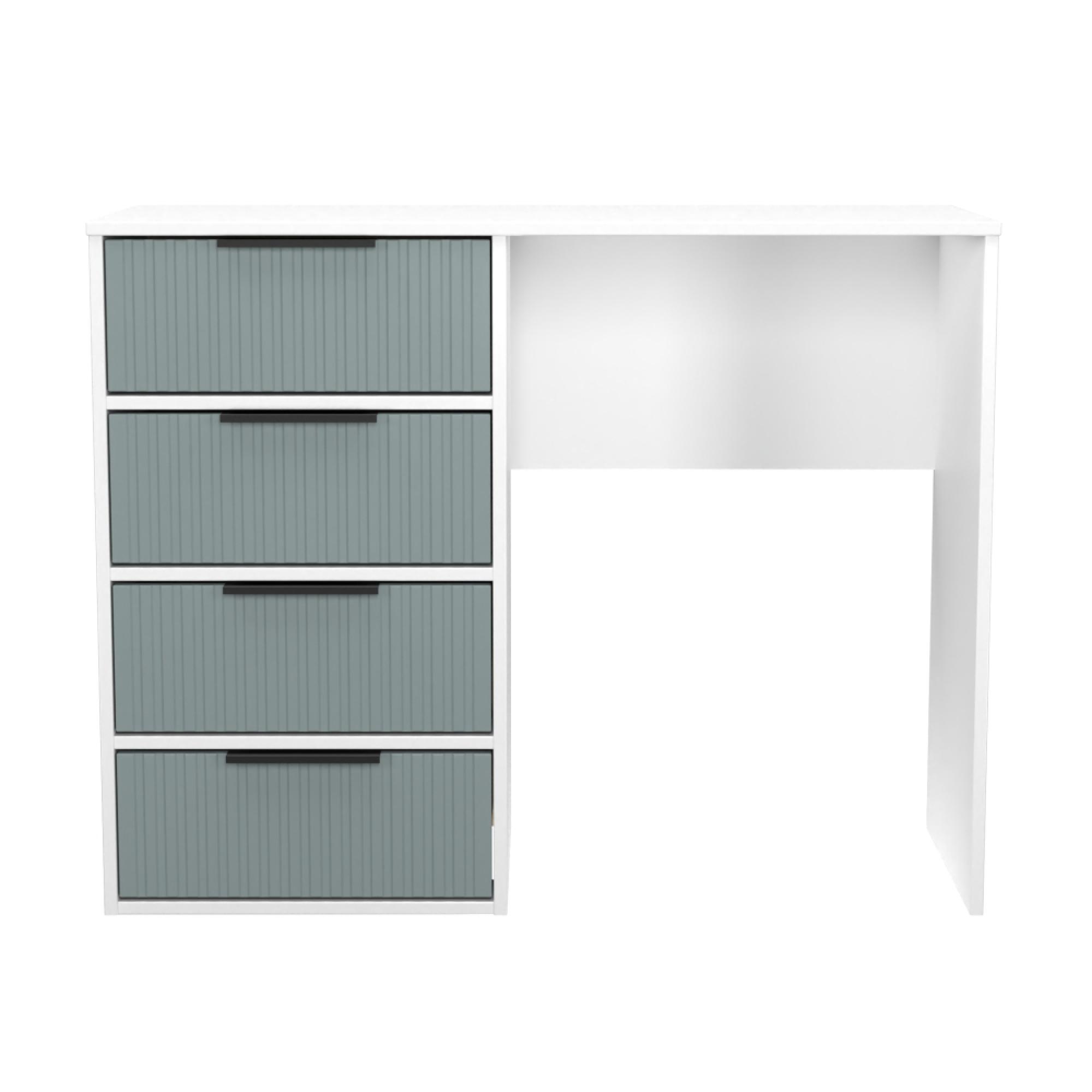 Fluted Desk - 4 Drawer - Duck and White Matt