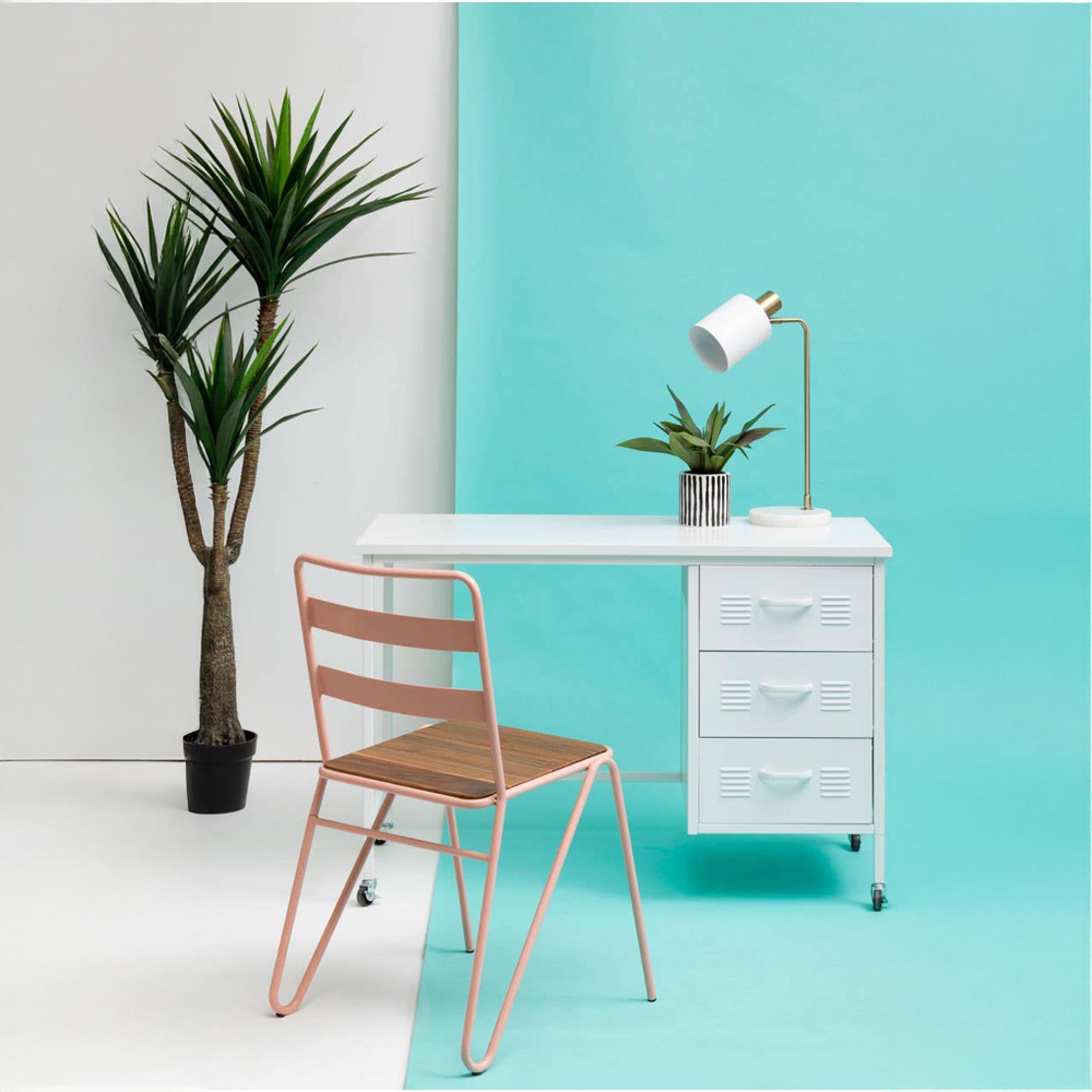 Academy Metal Desk - 3 Drawer - White