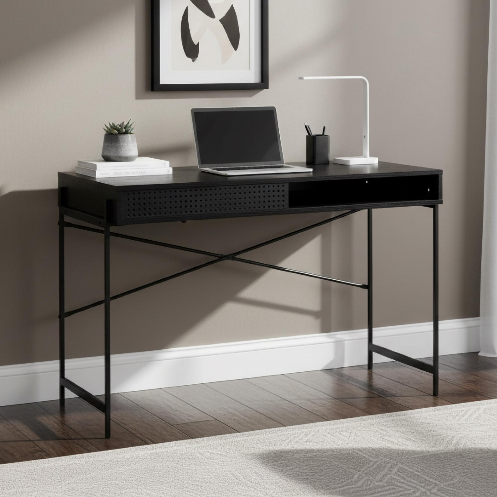 Angus Writing Desk - Black Melamine