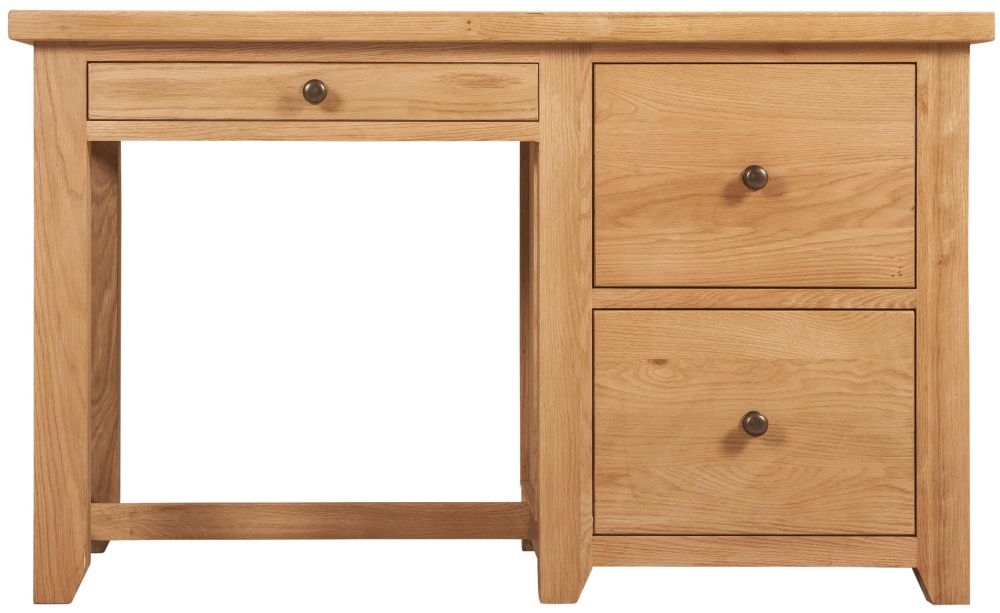 Appleby Oak Single Pedestal Office Desk - 3 Drawers
