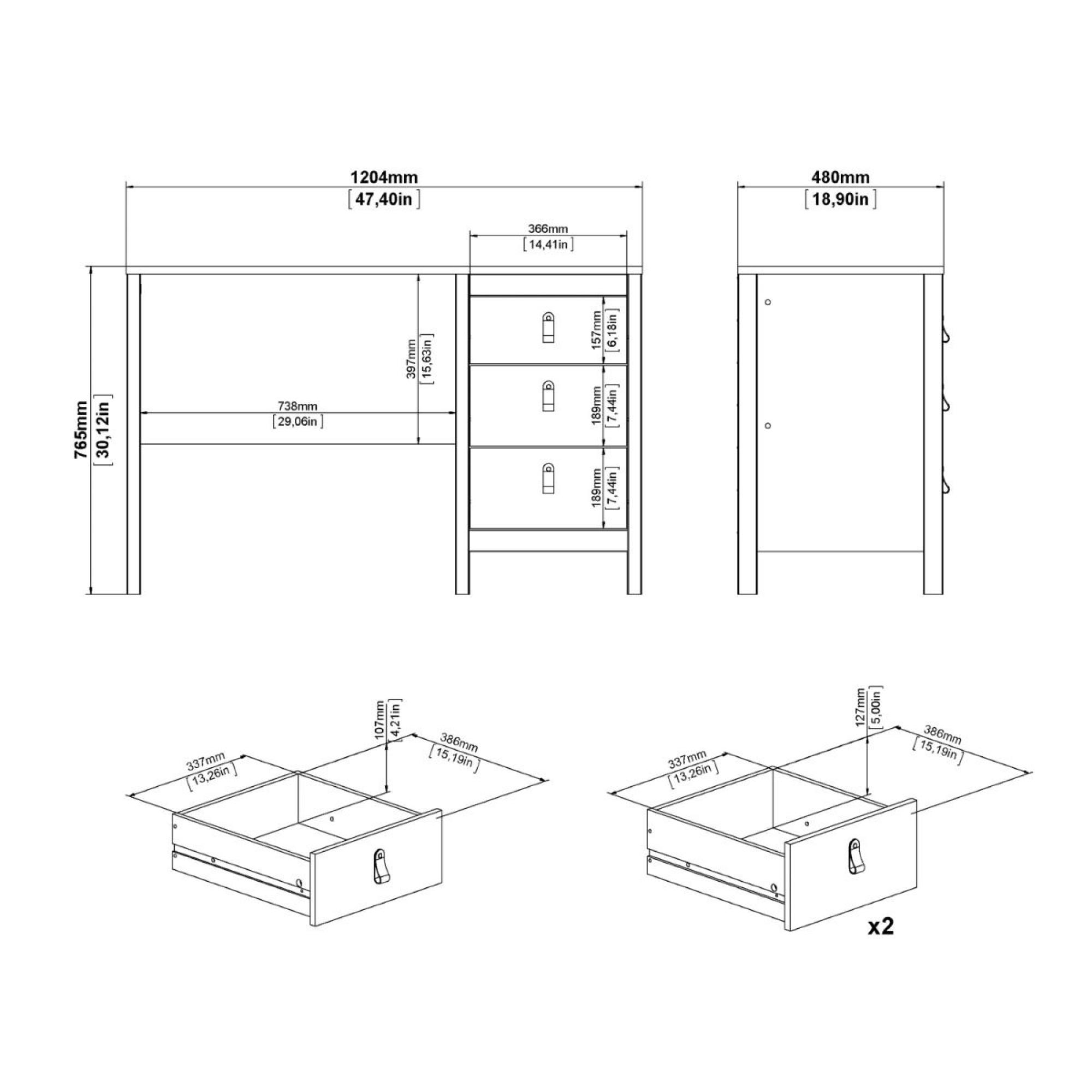 Barcelona Desk - 3 Drawer - Jackson Hickory Oak