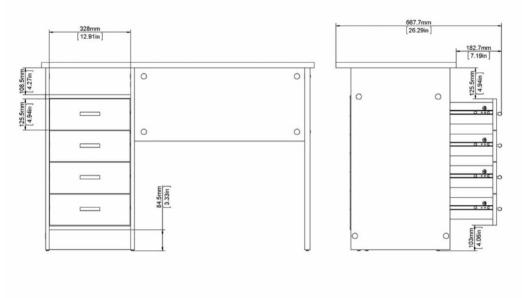 Function Plus Desk - 4 Drawer - Single - Oak
