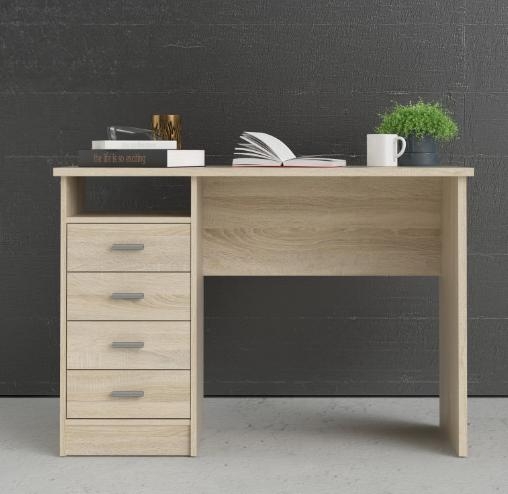 Function Plus Desk - 4 Drawer - Single - Oak