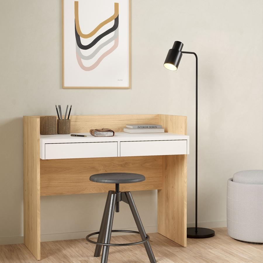 Function Plus Desk - 2 Drawer - Oak and White