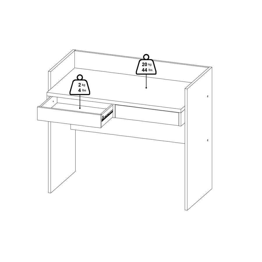 Function Plus Desk - 2 Drawer - Oak and White