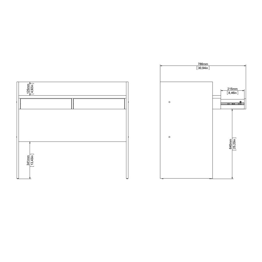 Function Plus Desk - 2 Drawer - Oak and White