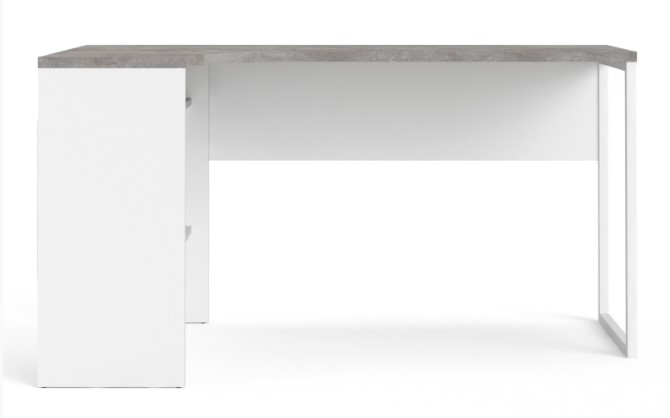 Function Plus Corner Desk - 2 Drawer - White and Grey
