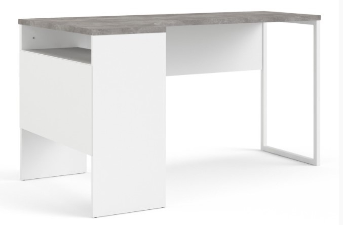 Function Plus Corner Desk - 2 Drawer - White and Grey