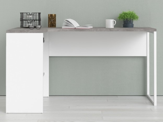 Function Plus Corner Desk - 2 Drawer - White and Grey