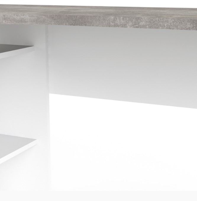 Function Plus Corner Desk - 2 Drawer - White and Grey