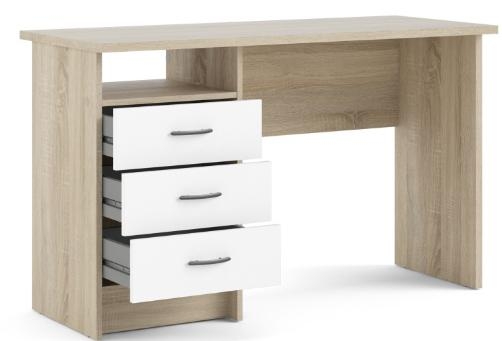 Function Plus Desk - 3 Drawer - Single - White and Oak