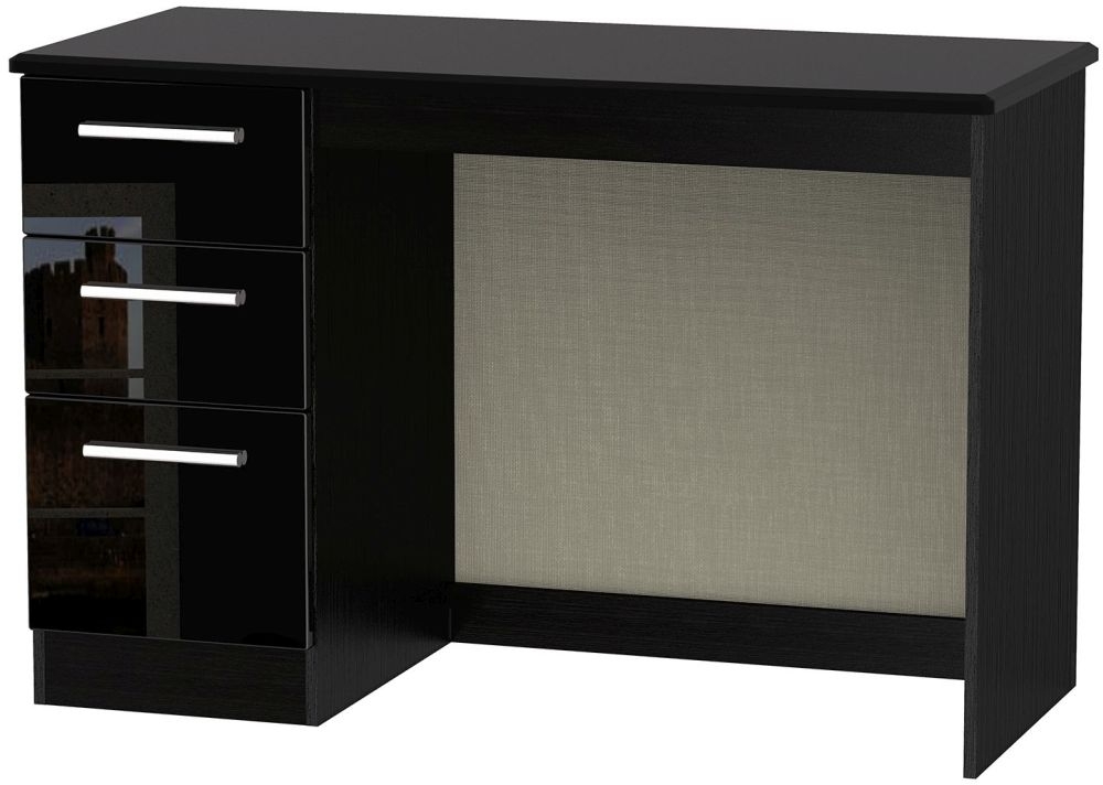 Knightsbridge Black Gloss 3 Drawer Desk