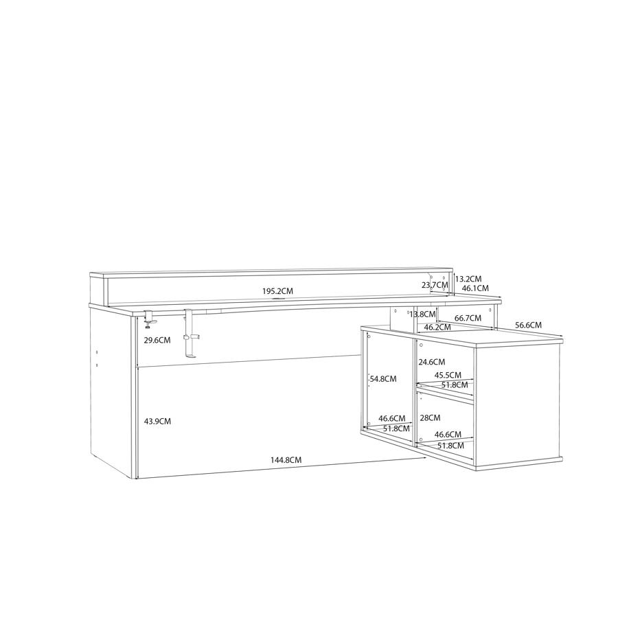 Tezaur Gaming Desk - LED Light - Black