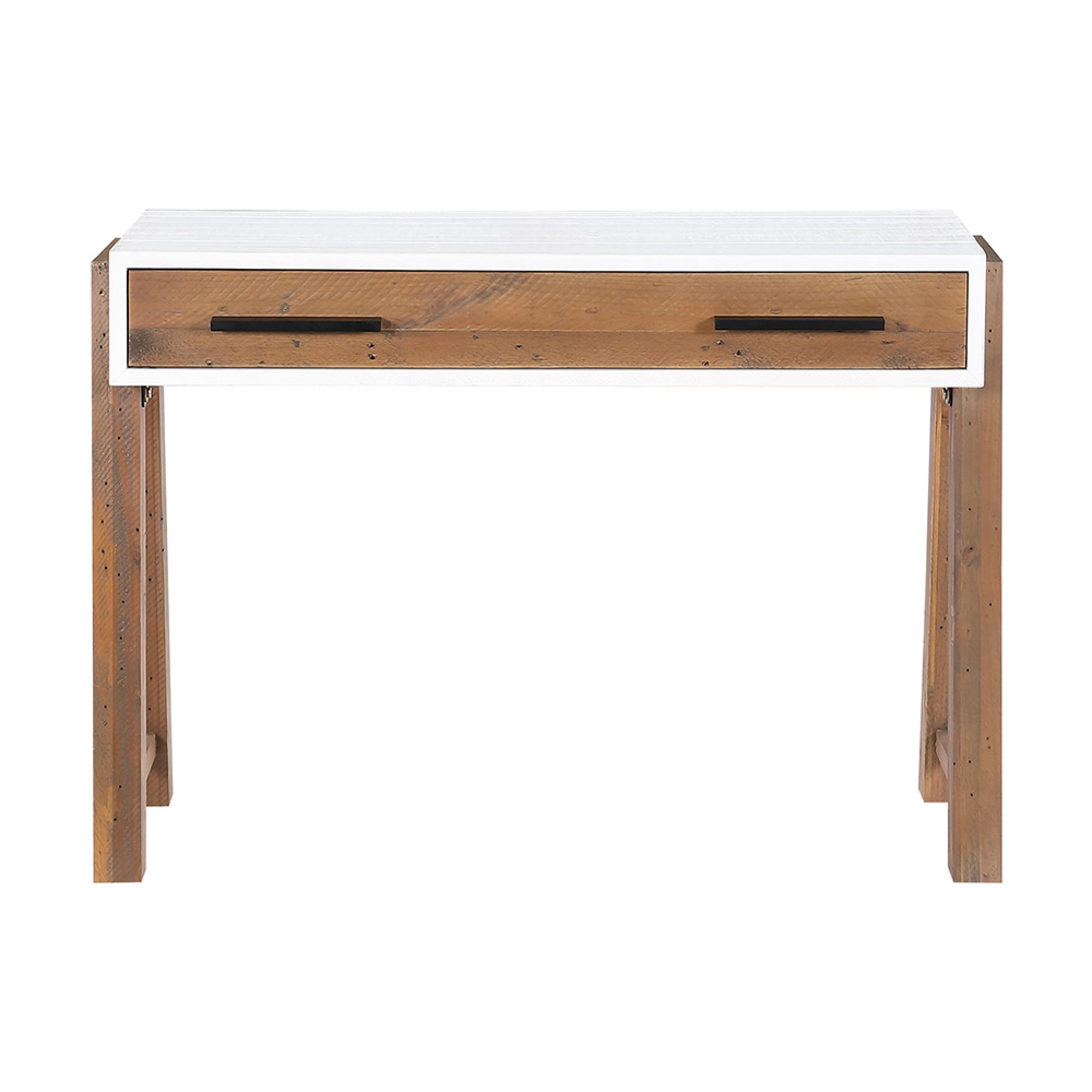 Trinity Reclaimed Wood & White Office Desk - 2 Drawer