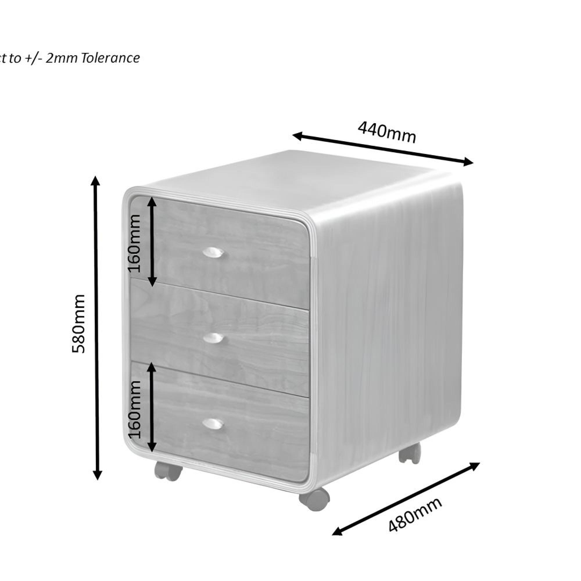 Curve 3 Drawer Pedestal - Oak - PC201 3DR