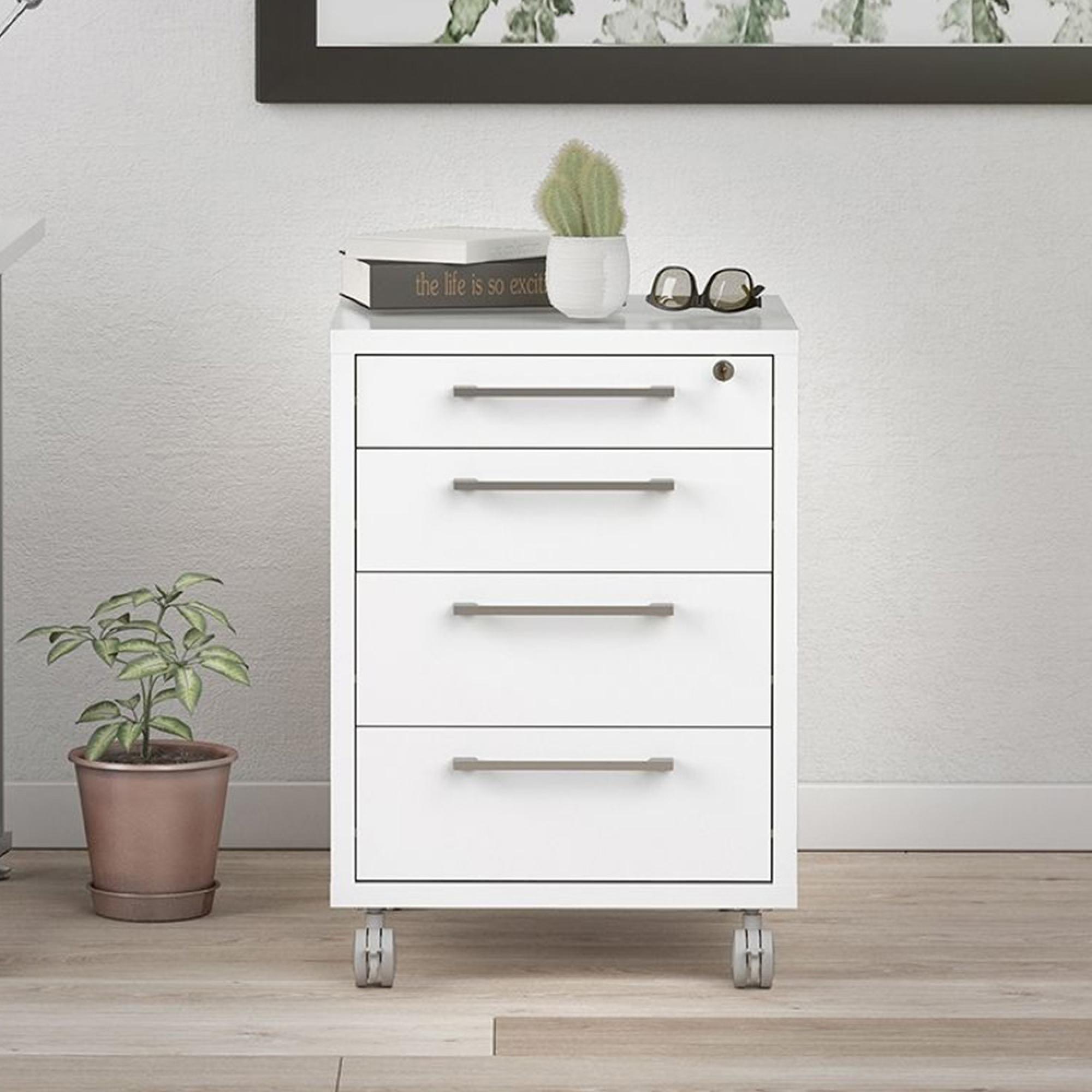 Prima Mobile Cabinet - 4 Drawer - White