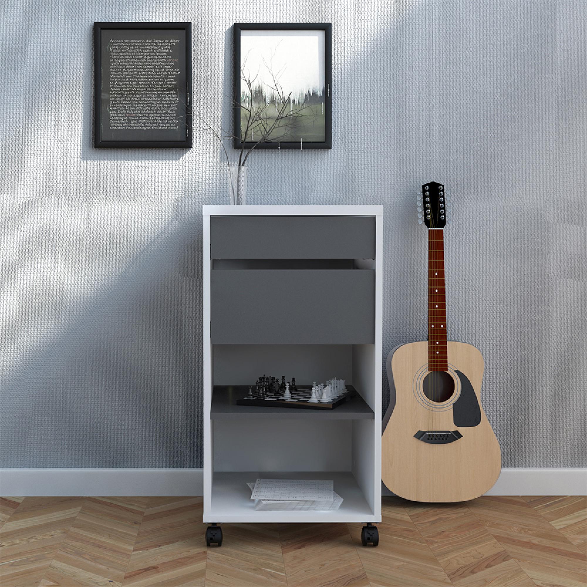 Function Plus File Cabinet - White and Grey