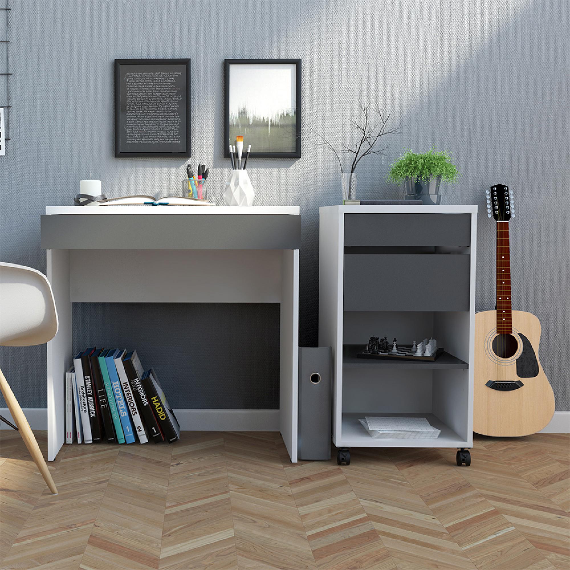 Function Plus File Cabinet - White and Grey