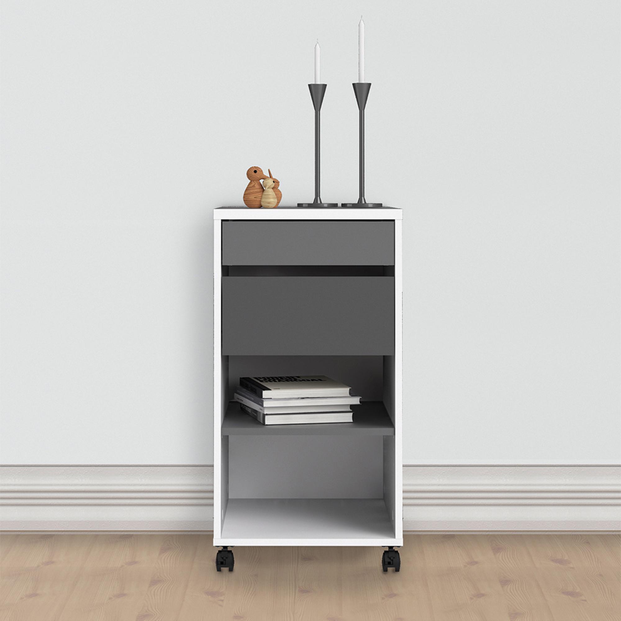 Function Plus File Cabinet - White and Grey