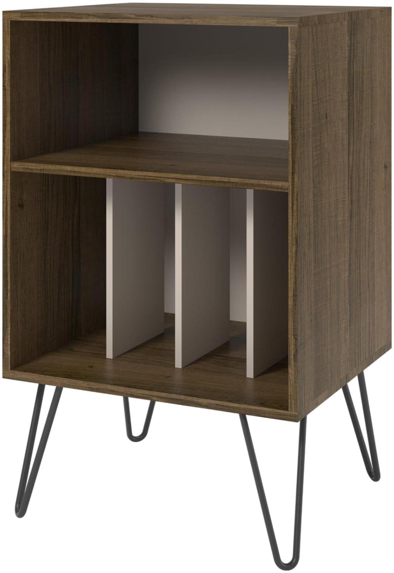 Novogratz Concord Turntable Stand - Brown Oak & White - 1324322COMUK