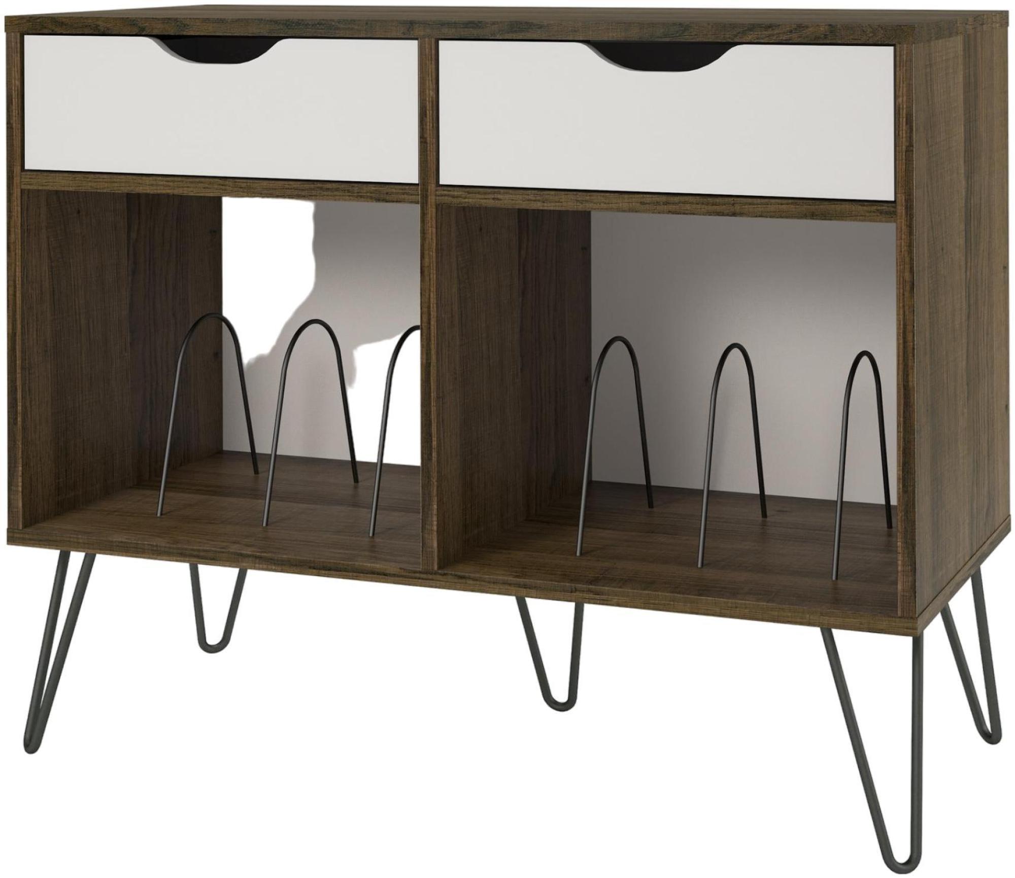 Novogratz Concord Turntable Stand with Drawers - Brown Oak - 1323322COMUK