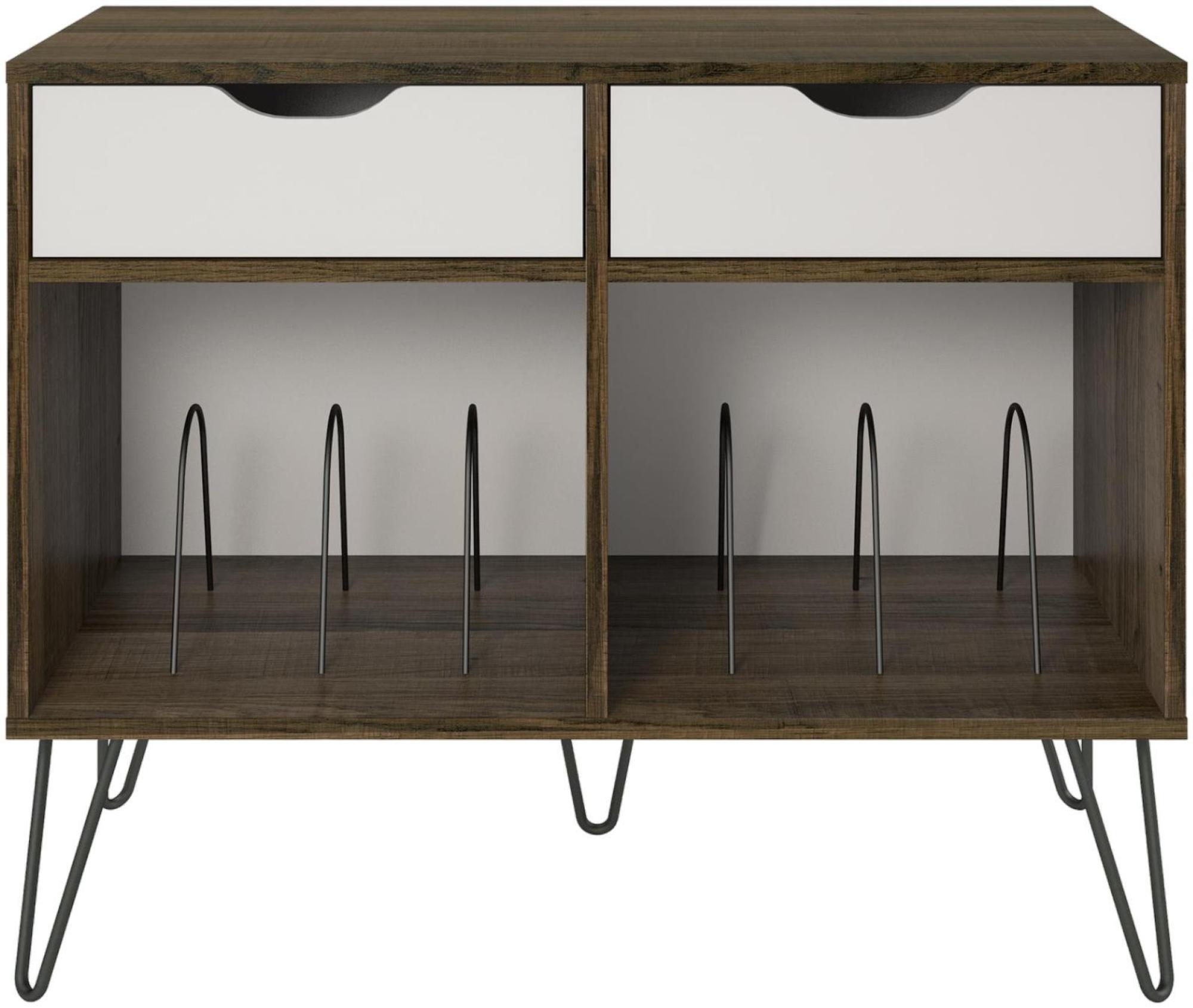 Novogratz Concord Turntable Stand with Drawers - Brown Oak - 1323322COMUK