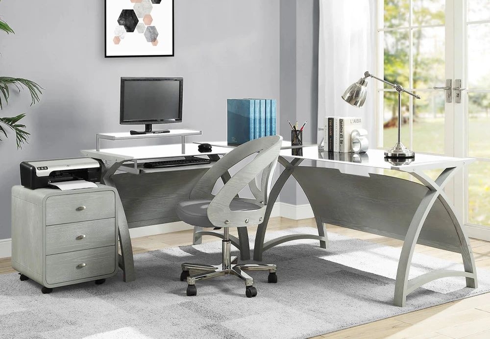 Curve Pedestal - Grey - 3 Drawer - PC201 3DR