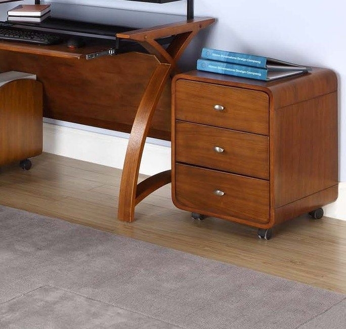 Curve 3 Drawer Pedestal - Walnut - PC201 3DR