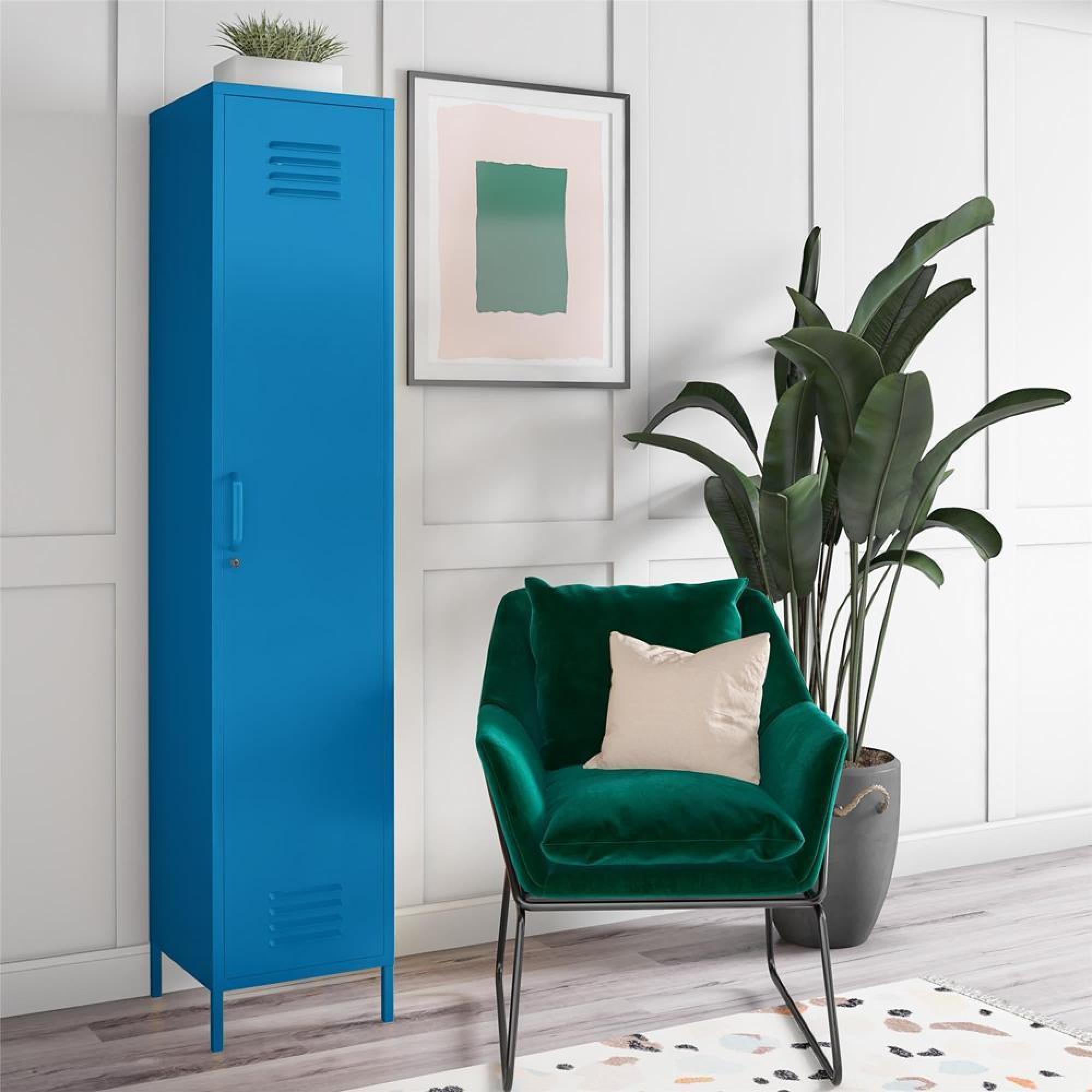 Novogratz Cache Tall Locker Storage Cabinet - Blue - 5244810COMNUK
