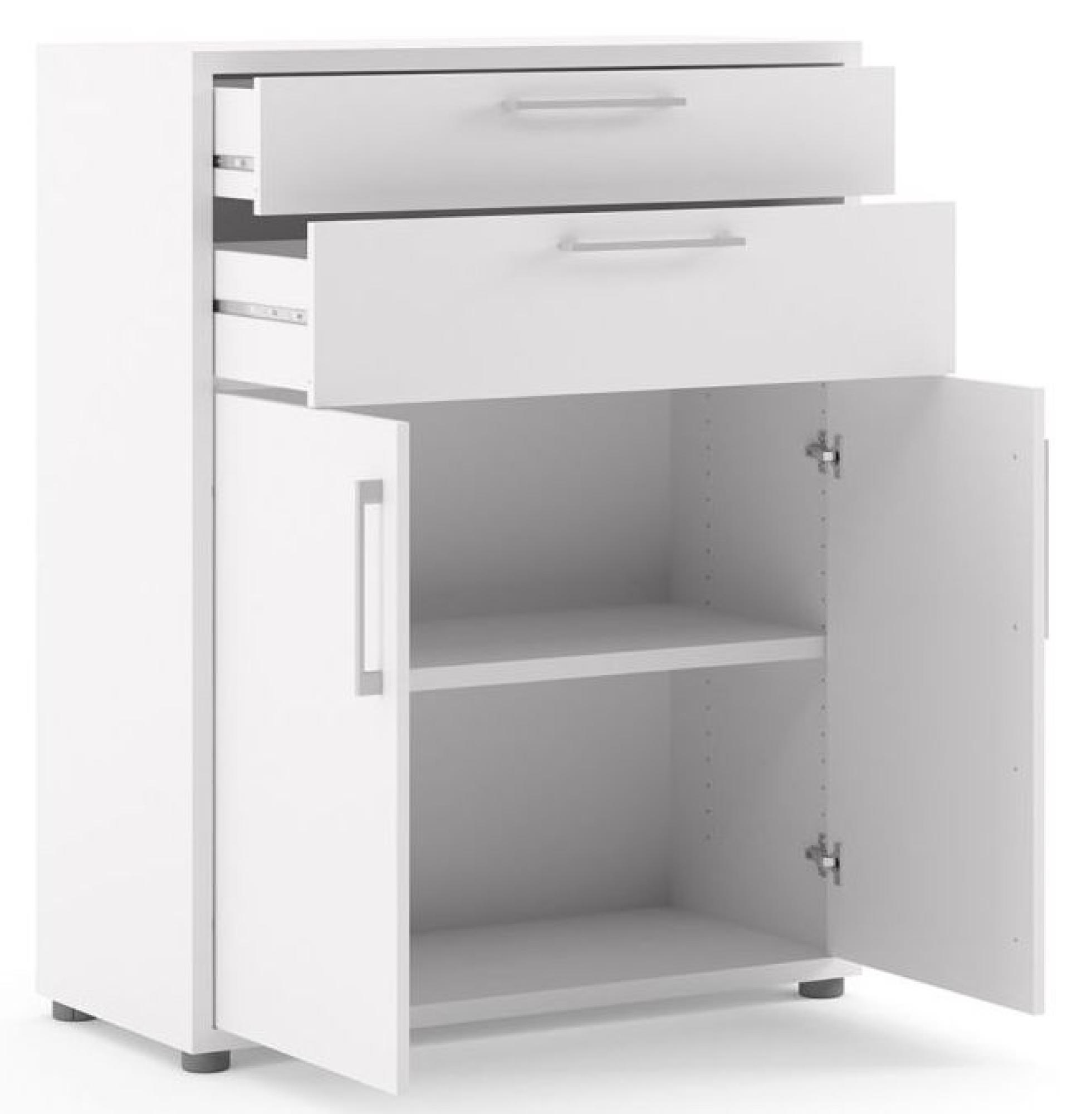 Prima White 2 Door 2 Drawer Filing Cabinet
