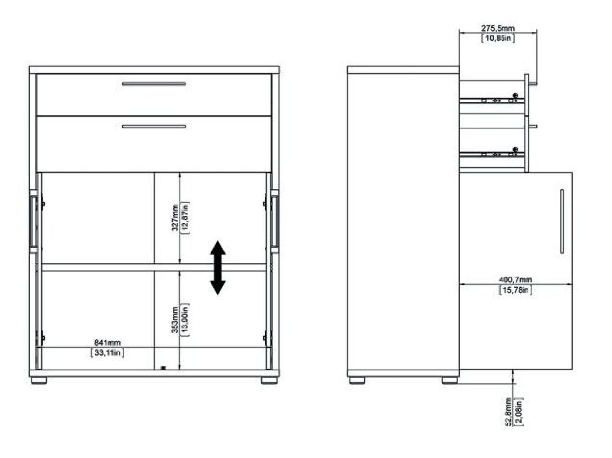 Prima White 2 Door 2 Drawer Filing Cabinet
