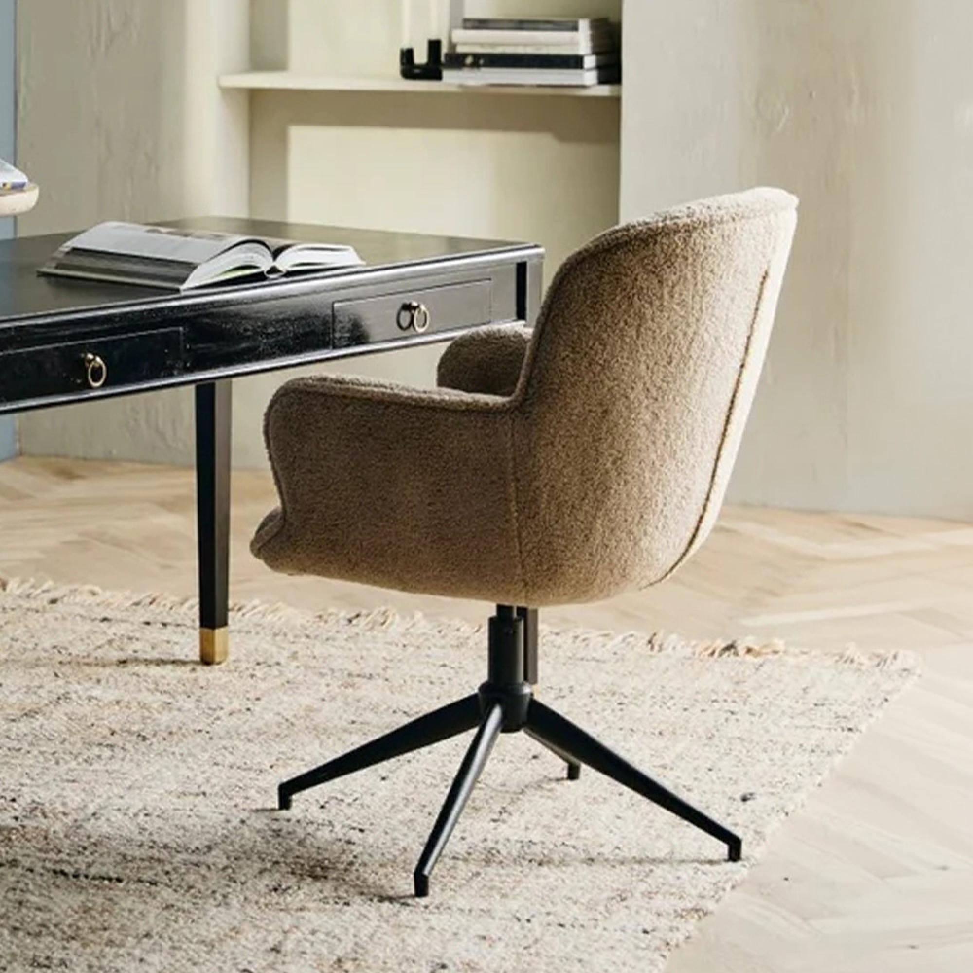 Lea Office Chair - Swivel - Boucle Fabric - Beige