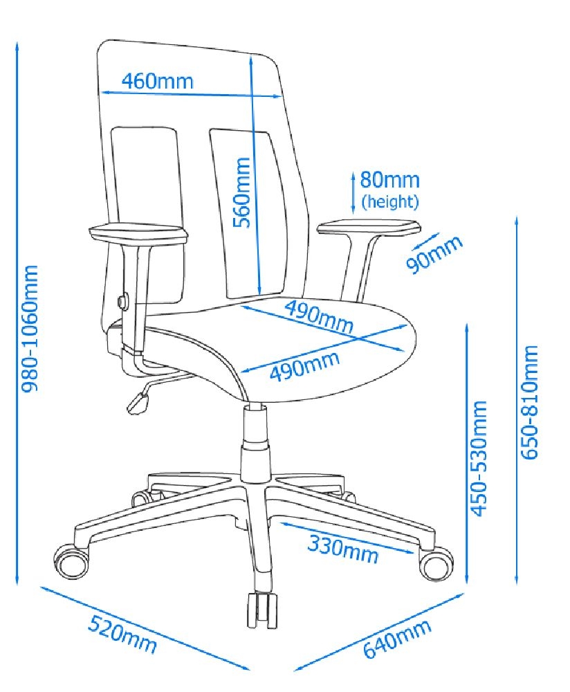 Laguna Mesh Operator Chair - Grey with Arms - AOC1705GRY