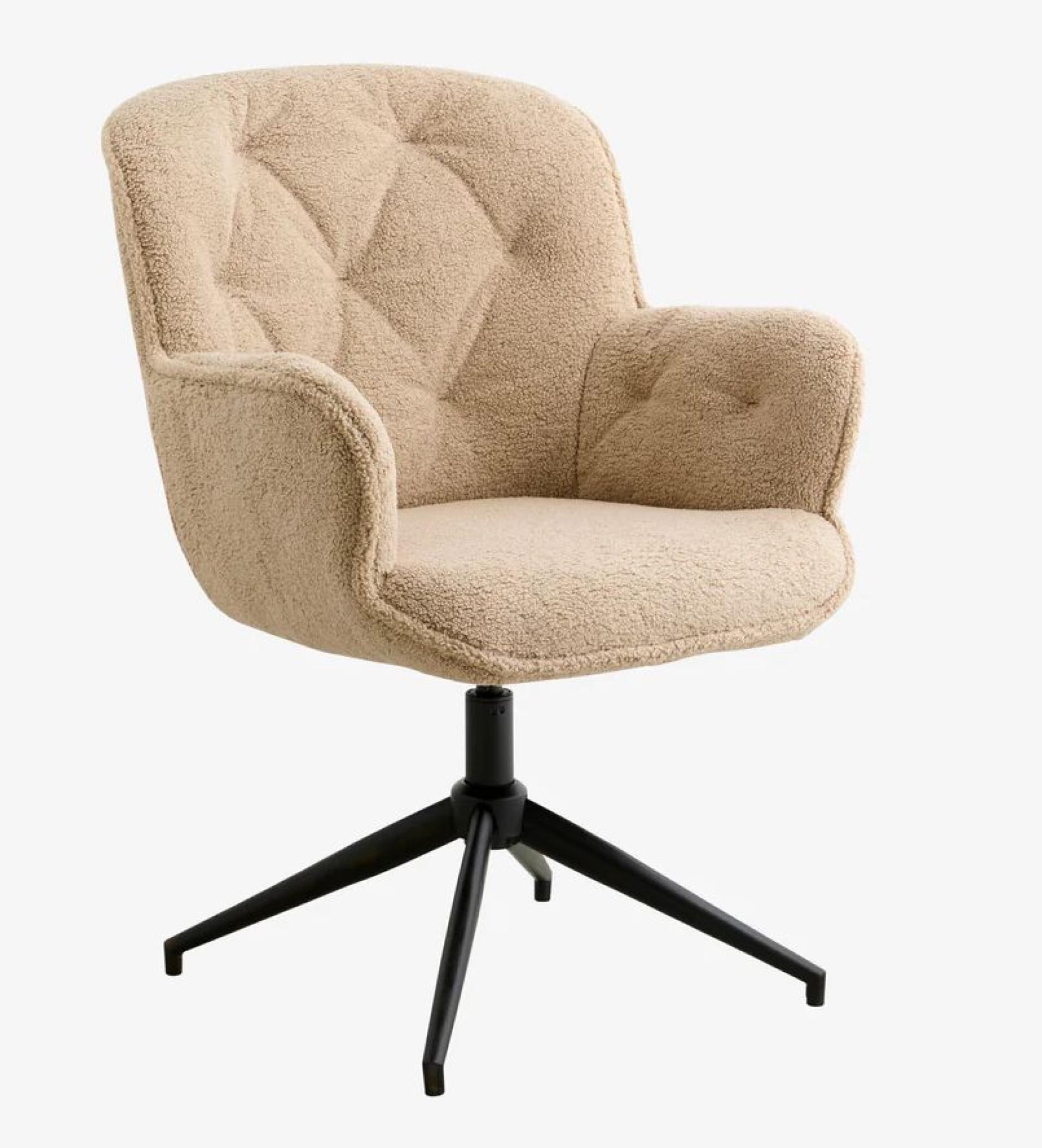 Lea Office Chair - Swivel - Boucle Fabric - Beige
