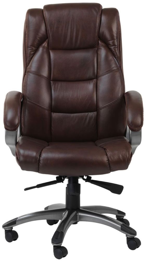 Norman Brown Leather Executive Office Chair - AOC6332-L-BRN
