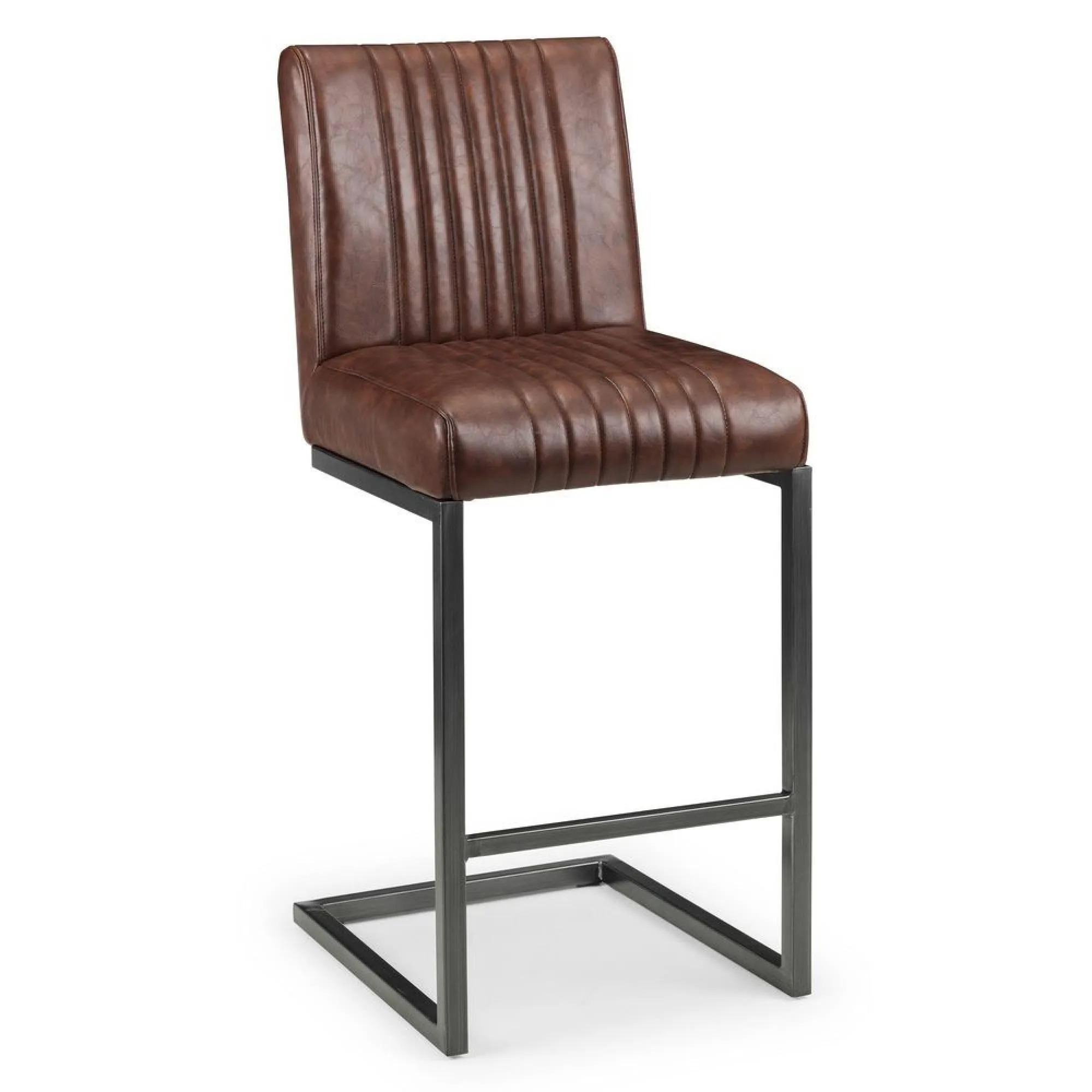 Brooklyn Barstool with Back - Set of 2 - Brown Faux Leather